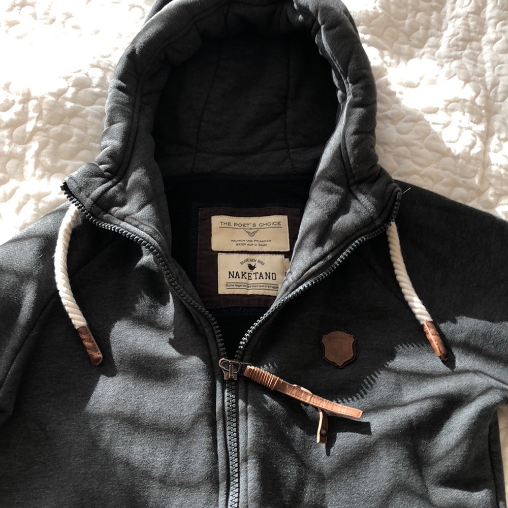 Naketano dark grey zip up hoodie